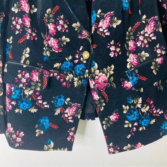 Lane Bryant black blue pink floral velvet button office blazer 18 - Picture 3 of 6